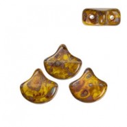 Ginko Leaf Bead kralen 7.5x7.5mm Opaque yellow picasso